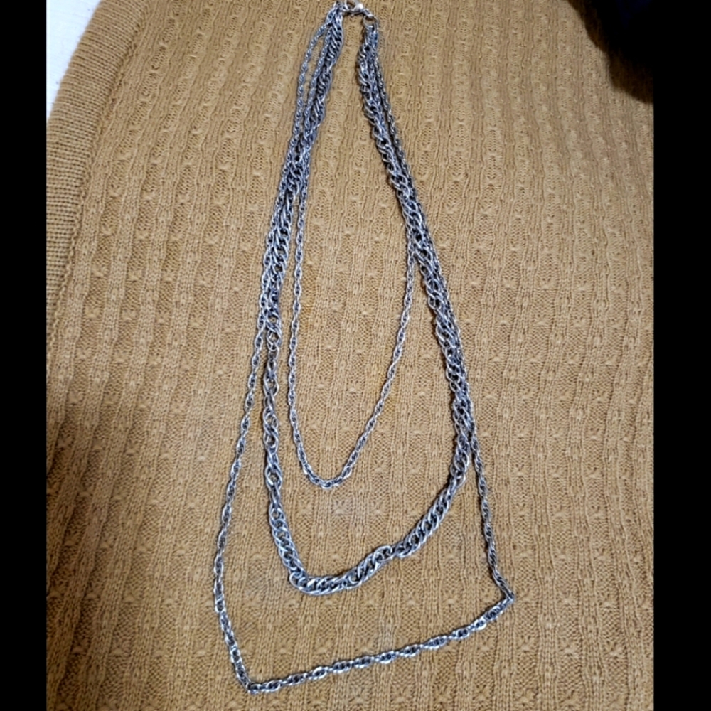 Multi-Layer Silver Chain Necklace
